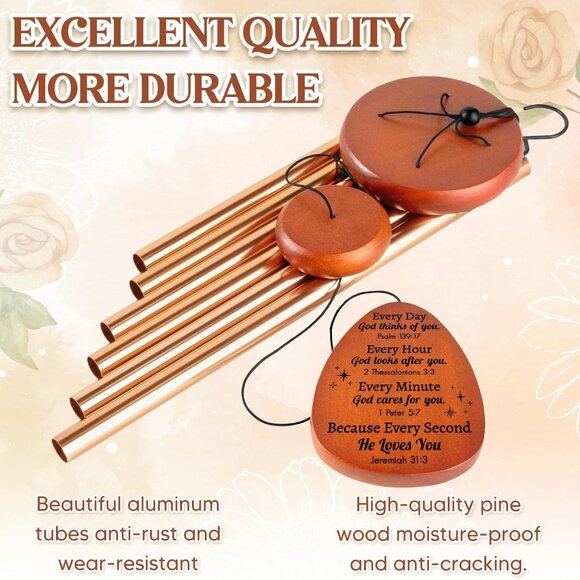 Christian Wind Chimes Aluminum Religious Gift for Women Moms Friends Sister - Picture 7 of 8